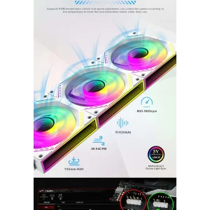 Кулер для корпусу GAMEMAX КІТ 3х120мм,4pin(M/F)/3pin(M/F) , ARGB, PWM, білий, FN12A-S3I-W UA