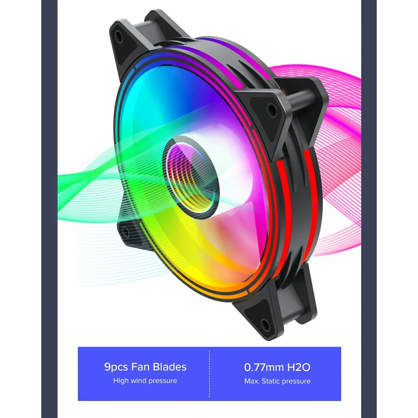 Кулер для корпусу GAMEMAX 120 мм, 3pin(M/F)/3+4pin Molex ARGB, чорна рамка FN-12Rainbow-Q-Infinity (FN-12Rainbow-Q-Infinity ) UA