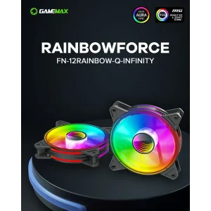 Кулер для корпусу GAMEMAX 120 мм, 3pin(M/F)/3+4pin Molex ARGB, чорна рамка FN-12Rainbow-Q-Infinity (FN-12Rainbow-Q-Infinity ) UA
