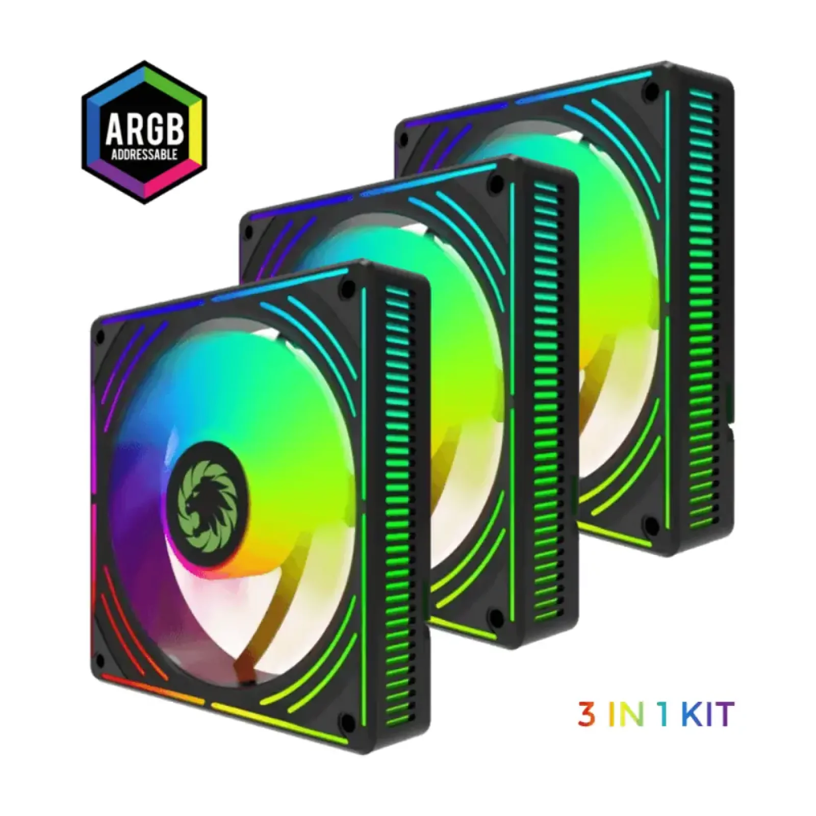 Кулер для корпусу GAMEMAX 120мм КІТ 3*120мм mm Black frame ARGB Fan 3 in 1 Kit RA300 BK UA