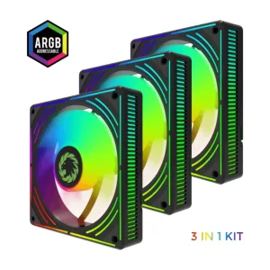 Кулер для корпусу GAMEMAX 120мм КІТ 3*120мм mm Black frame ARGB Fan 3 in 1 Kit RA300 BK UA