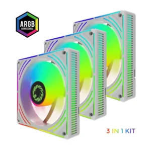 Кулер для корпусу GAMEMAX 120мм КІТ 3*120мм mm White frame ARGB Fan 3 in 1 Kit RA300 WH UA