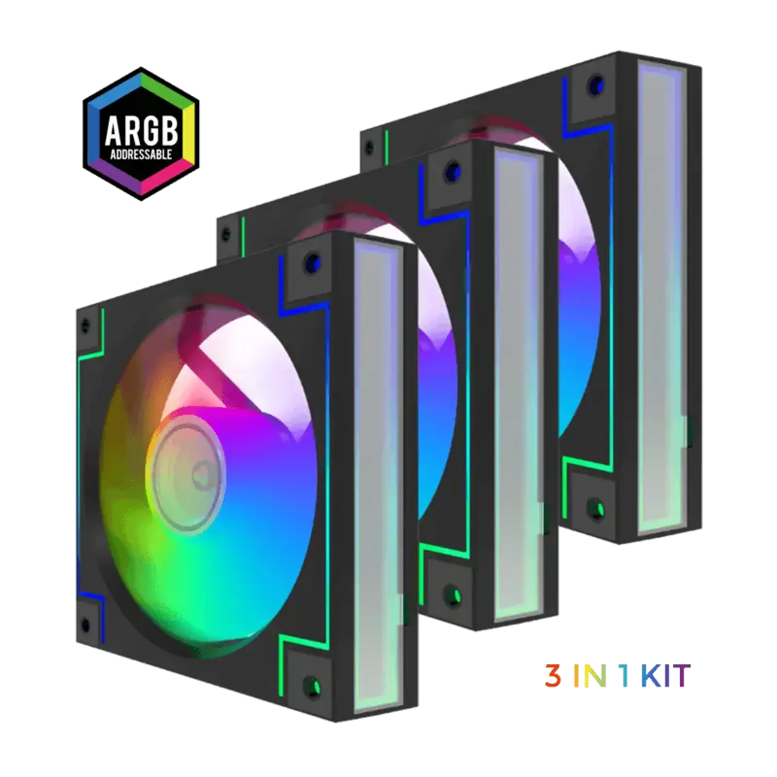 Кулер для корпусу GAMEMAX 120мм КІТ 3*120мм mm Black frame ARGB Fan 3 in 1 Kit RD300 BK UA