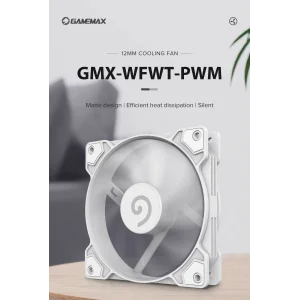 Кулер для корпусу GAMEMAX 120 мм, 4pin(M/F), 800~1600 rpm, MAX-30dB, PWM, білий, GMX-WFWT-PWM UA
