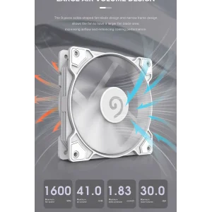 Кулер для корпусу GAMEMAX 120 мм, 4pin(M/F), 800~1600 rpm, MAX-30dB, PWM, білий, GMX-WFWT-PWM UA