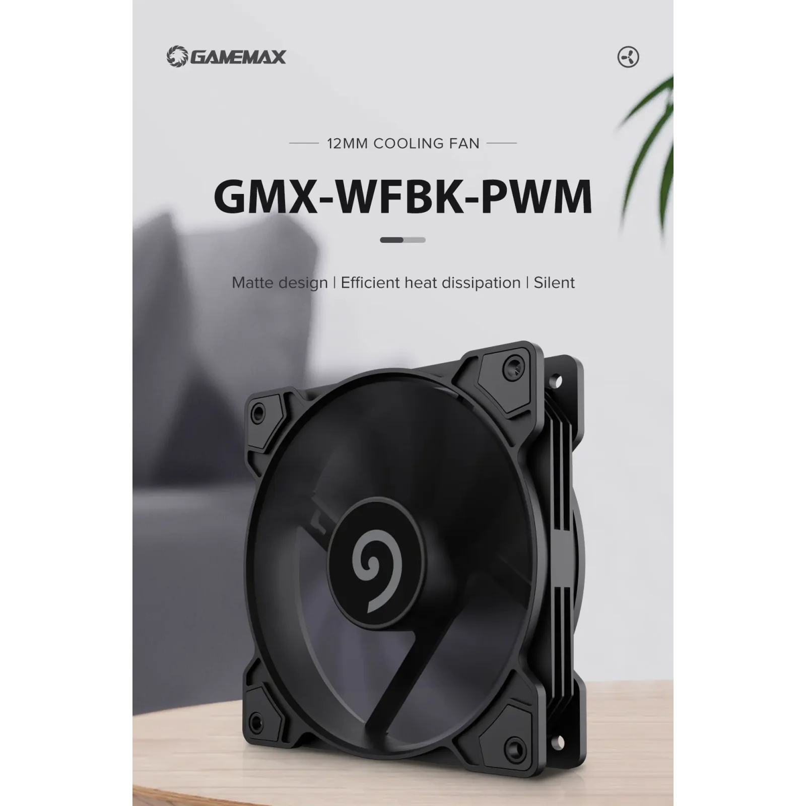 Кулер для корпуса GAMEMAX 120 мм, 4pin(M/F), 800~1600 rpm, MAX-30dB, PWM, чорний GMX-WFBK-PWM UA
