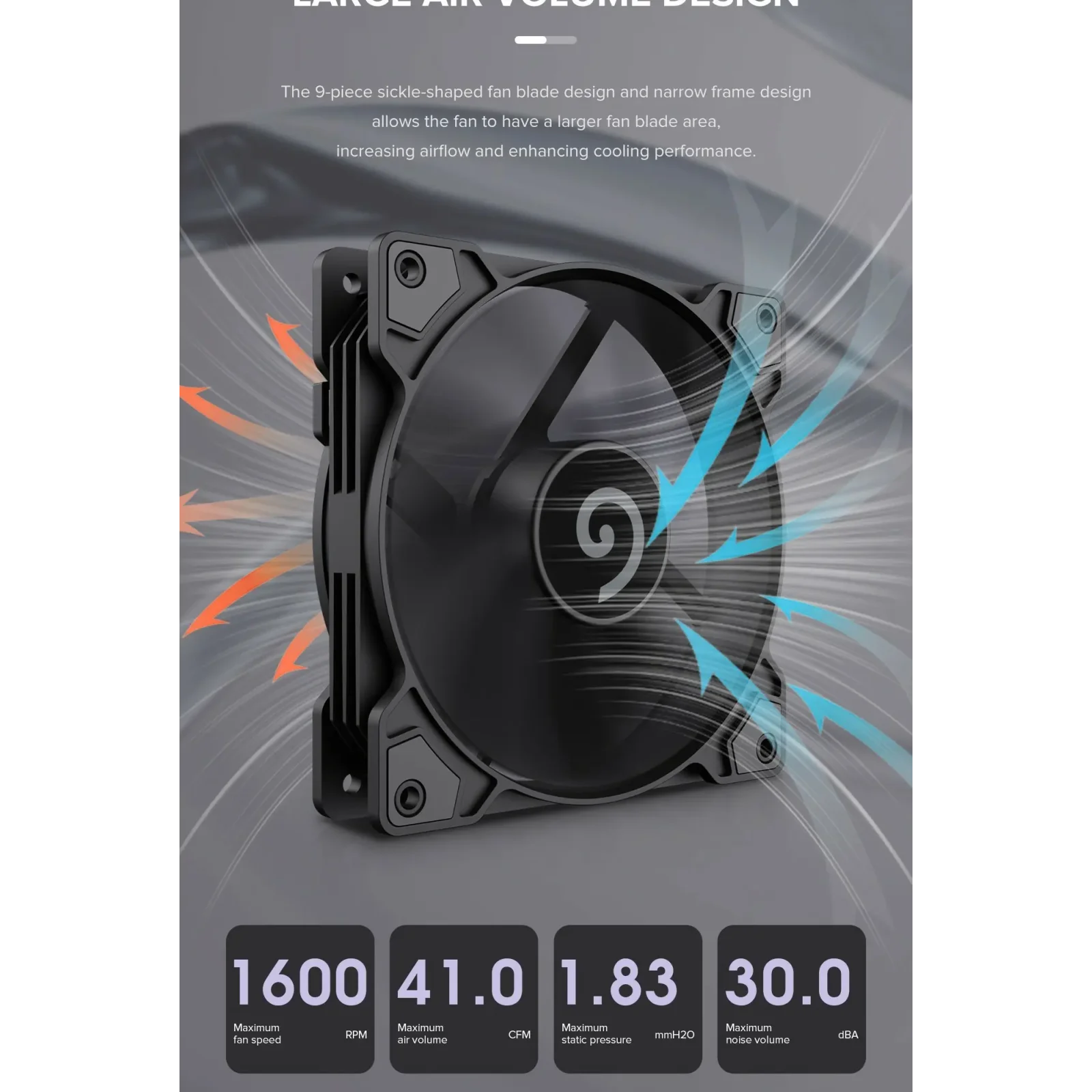Кулер для корпуса GAMEMAX 120 мм, 4pin(M/F), 800~1600 rpm, MAX-30dB, PWM, чорний GMX-WFBK-PWM UA