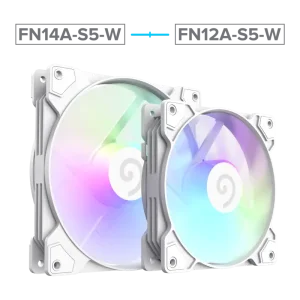 Кулер для корпусу GAMEMAX 140 мм, 4pin(M/F)/3pin(M/F), ARGB, PWM, білий FN14A-S5-W UA