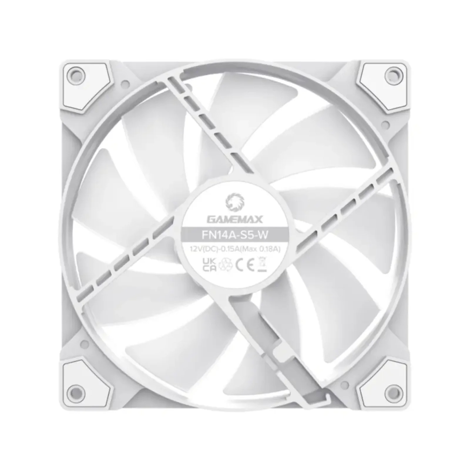 Кулер для корпусу GAMEMAX 140 мм, 4pin(M/F)/3pin(M/F), ARGB, PWM, білий FN14A-S5-W UA