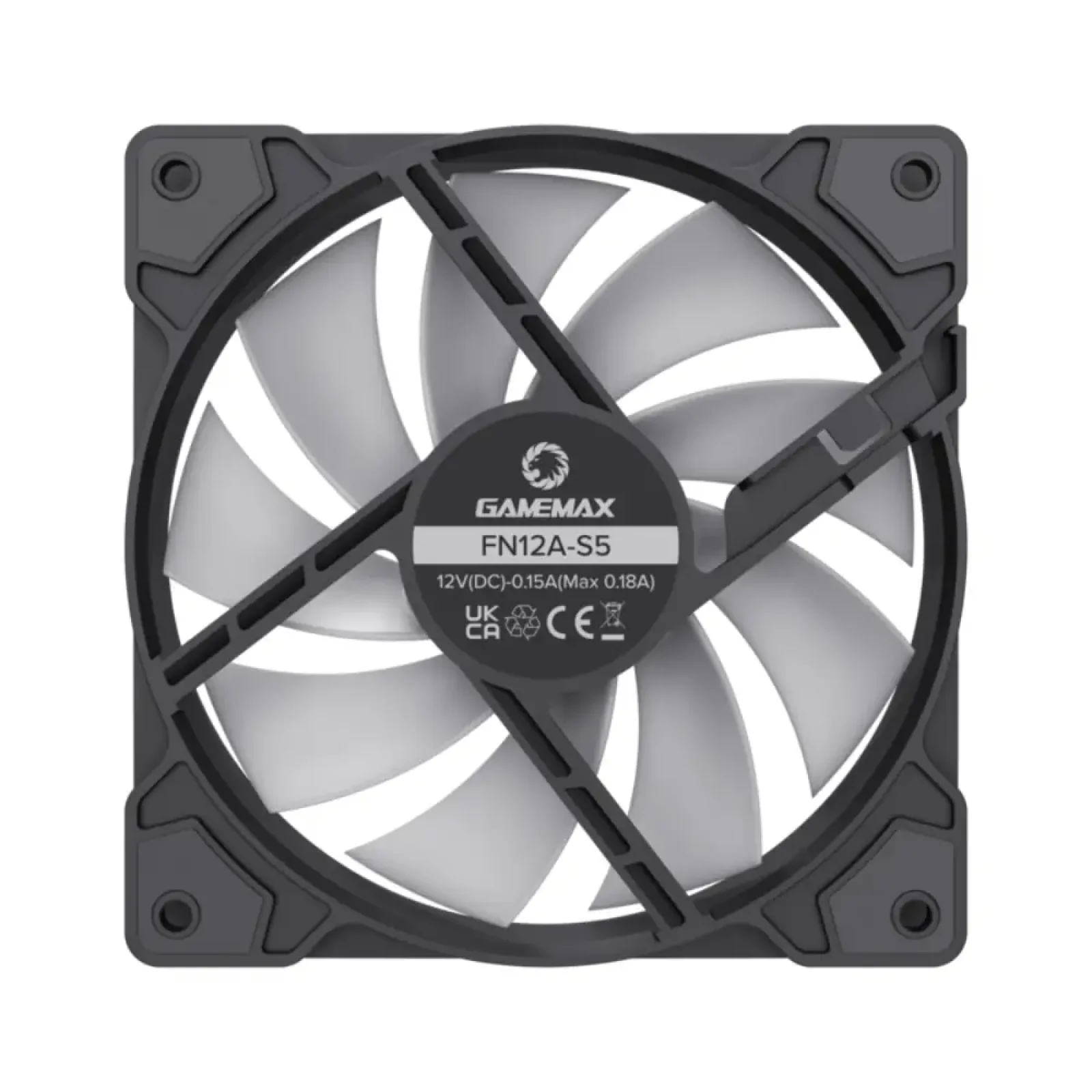 Кулер для корпусу GAMEMAX 120 мм, 4pin(M/F)/3pin(M/F), ARGB, PWM, чорна рамка FN12A-S5 UA