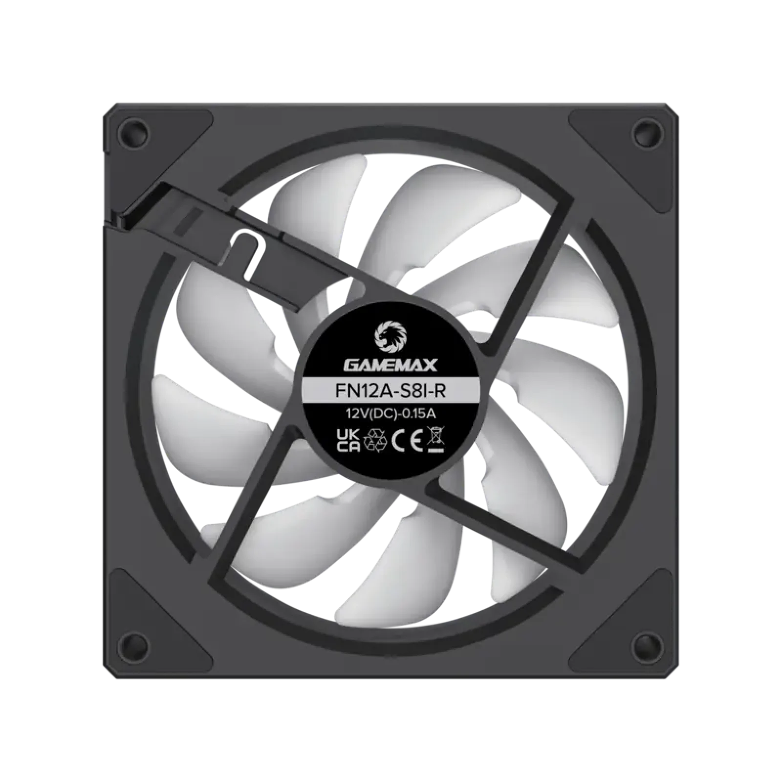 Кулер для корпусу GAMEMAX 120 мм, 4pin(M/F)/3pin(M/F), ARGB, PWM, чорна рамка, реверсивний FN12A-S8I-R UA