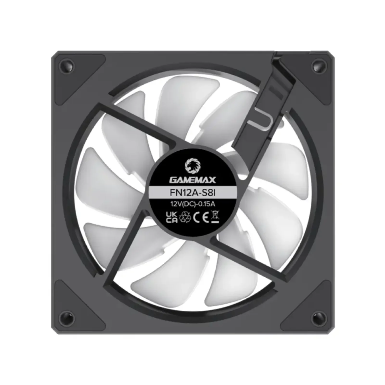 Кулер для корпуса GAMEMAX 120 мм, 4pin(M/F)/3pin(M/F), ARGB, PWM, чорна рамка FN12A-S8I UA