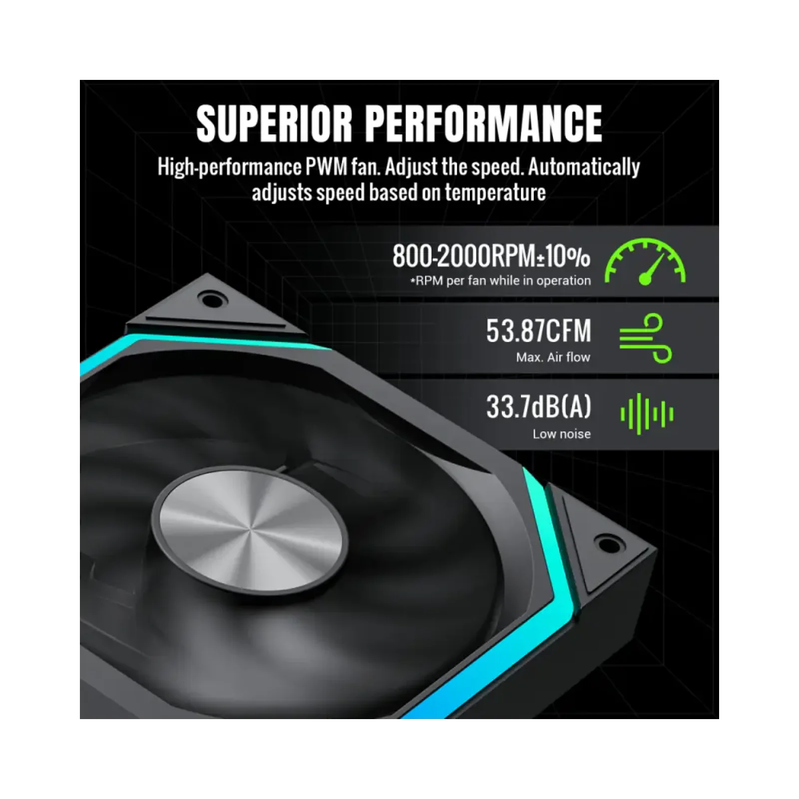Кулер для корпусу GAMEMAX 120 мм, 4pin(M/F)/3pin(M/F), ARGB, PWM, чорний FN12A-N2 UA