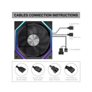 Кулер для корпусу GAMEMAX 120 мм, 4pin(M/F)/3pin(M/F), ARGB, PWM, чорний FN12A-N2 UA