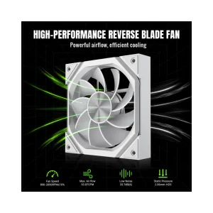 Кулер для корпусу GAMEMAX 120 мм, 4pin(M/F)/3pin(M/F), ARGB, PWM, білий, реверсивний FN12A-N2-RW UA