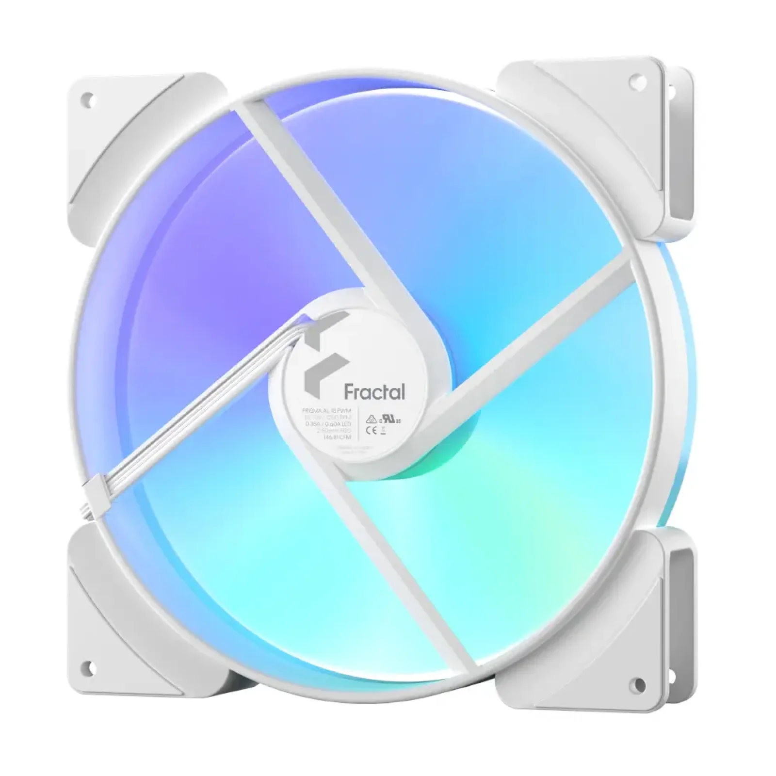 Вентилятор для корпуса FRACTAL DESIGN 180 мм, білий, ARGB PWM, Prisma AL-18 ARGB PWM White (FD-FAN-PRI-AL18-PWM-WT) UA