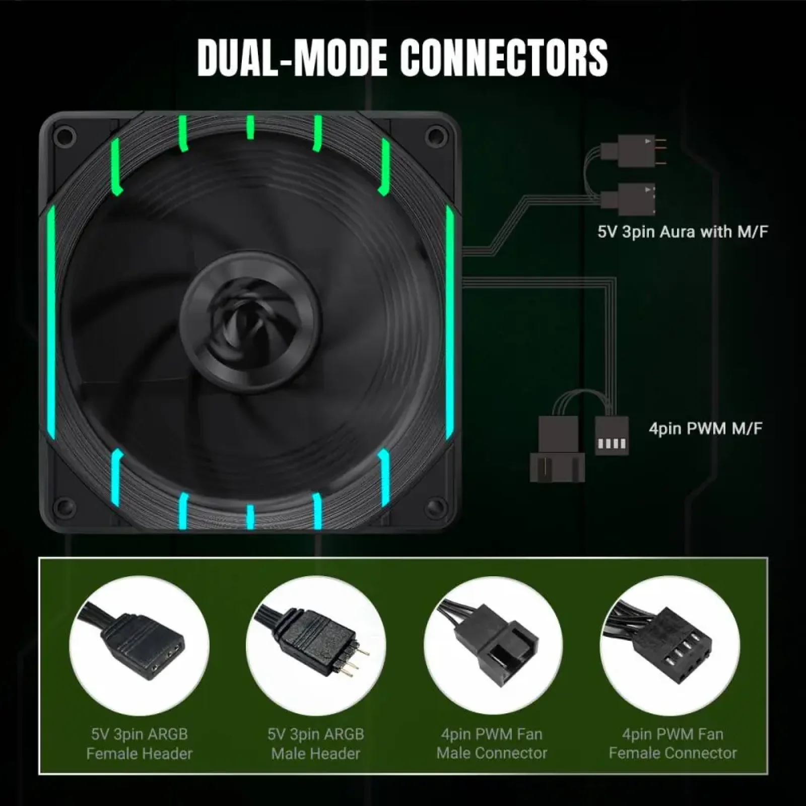 Кулер для корпуса GAMEMAX 120мм 3pin AURA (M/F)&4pin PWM Air Flow66.89 CFM Static Air Pressure2.62mm - H2ON Tornado T12 ARGB-R UA