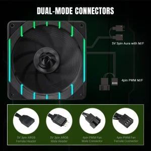Кулер для корпуса GAMEMAX 120мм 3pin AURA (M/F)&4pin PWM Air Flow66.89 CFM Static Air Pressure2.62mm - H2ON Tornado T12 ARGB-R UA