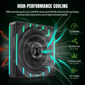 Кулер для корпуса GAMEMAX 120мм 3pin AURA (M/F)&4pin PWM A ir Flow66.89 CFM Static Air Pressure2.62mm - H2ONo Tornado T12 ARGB UA