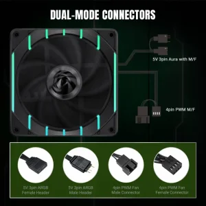 Кулер для корпуса GAMEMAX 120мм 3pin AURA (M/F)&4pin PWM A ir Flow66.89 CFM Static Air Pressure2.62mm - H2ONo Tornado T12 ARGB UA