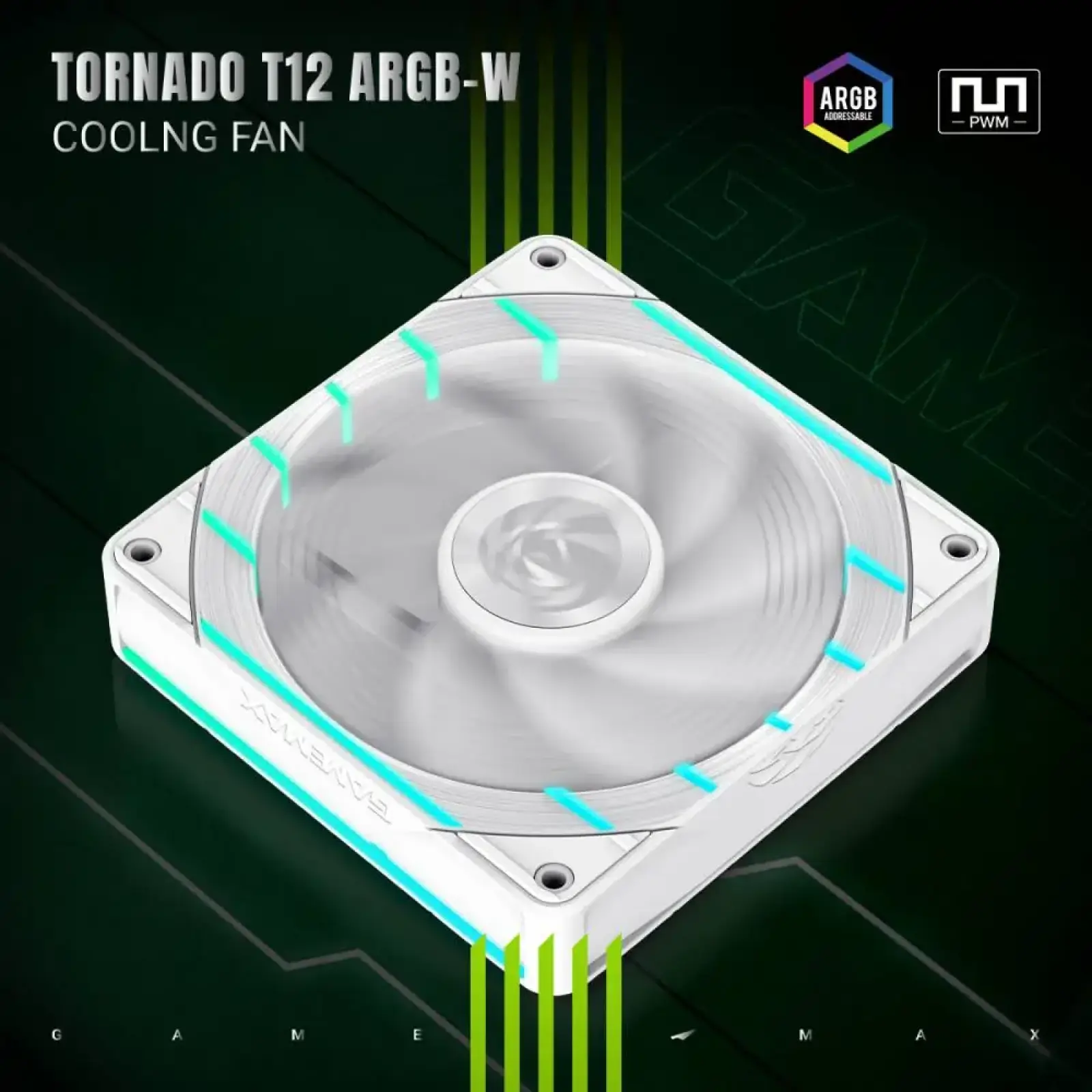 Кулер для корпуса GameMax Tornado T12 ARGB-W UA