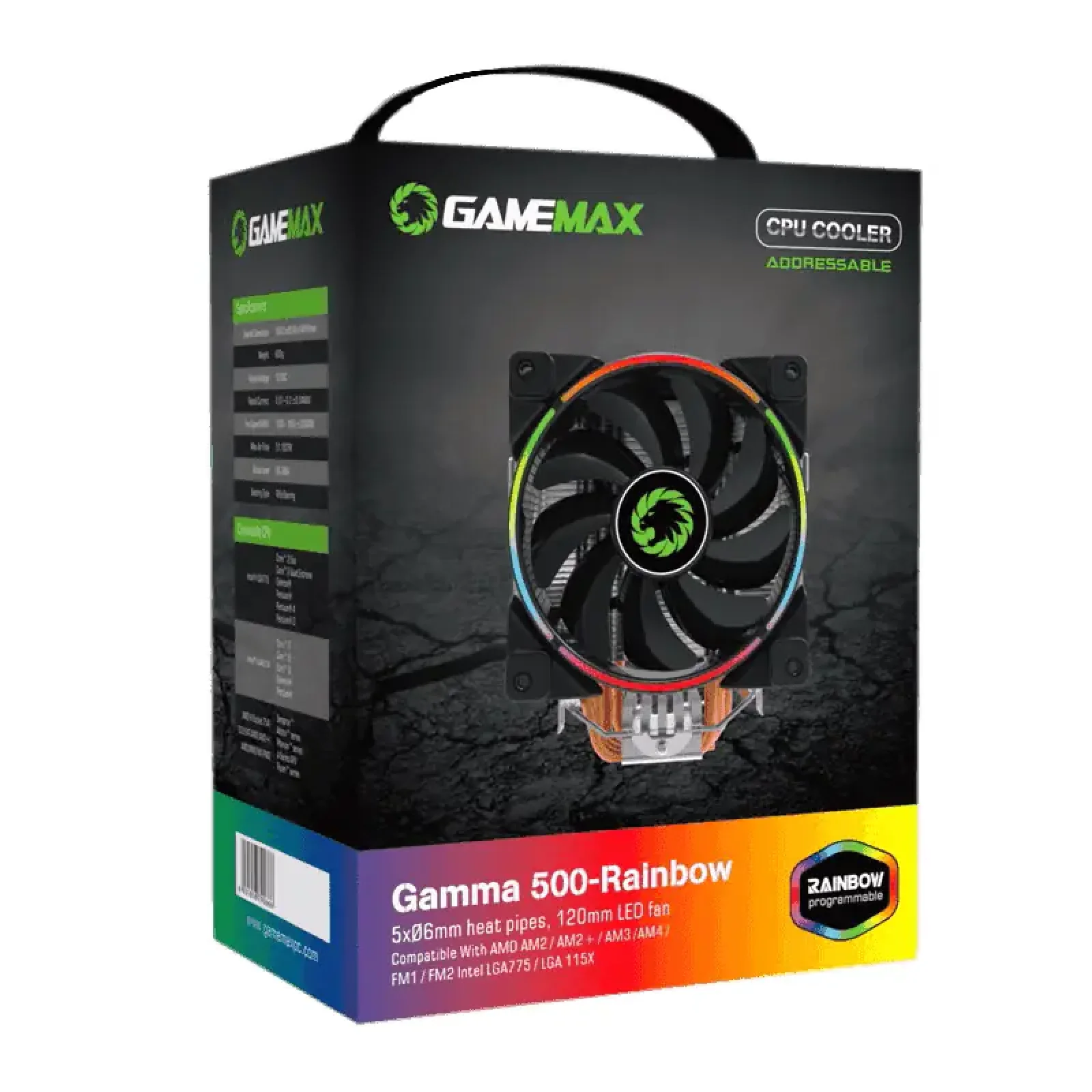 Процесорний кулер GAMEMAX Intel:1700/1200/115X/1366/775 AMD: AM5/AM4, TDP 200W GAMMA 500 Rainbow UA