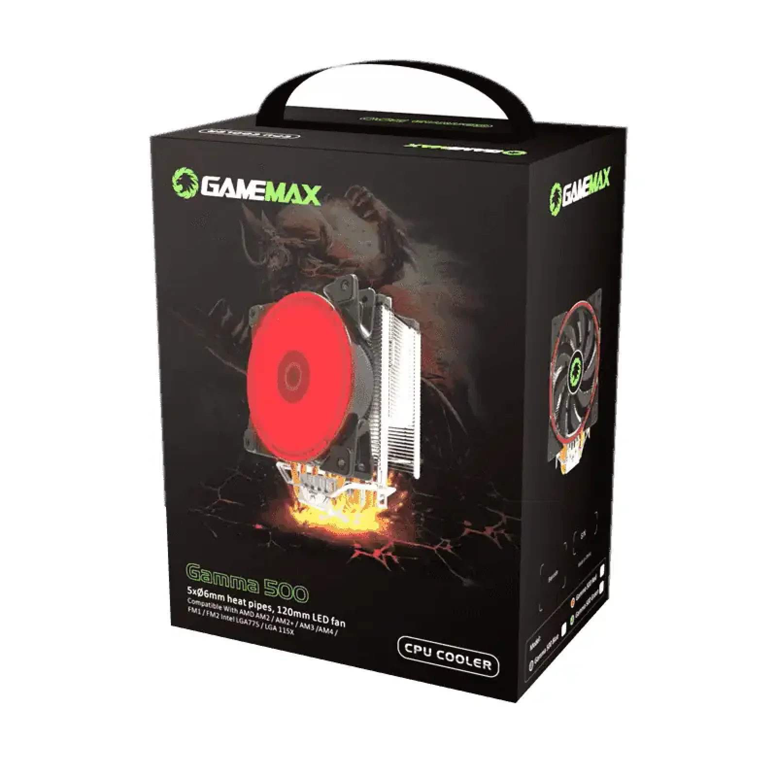 Процесорний кулер GAMEMAX Intel:1200/1366/115X/775; AMD: 754/939/940/AM2,3,4,5/AM2+,3+/FM1,2; TDP 187W Gamma 500-Green UA