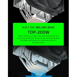 Процесорний кулер GAMEMAX Intel/AMD,TDP 200W,Intel LGA: 20XX/115X/1200/1700;AMD:AM2+/AM3/AM4/AM5 Sigma 540 UA