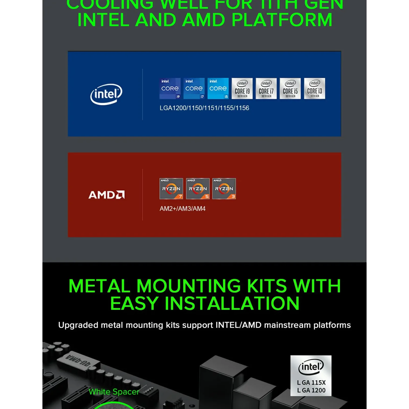Процесорний кулер GAMEMAX Intel/AMD,TDP 200W,Intel LGA: 20XX/115X/1200/1700;AMD:AM2+/AM3/AM4/AM5 Sigma 540 UA