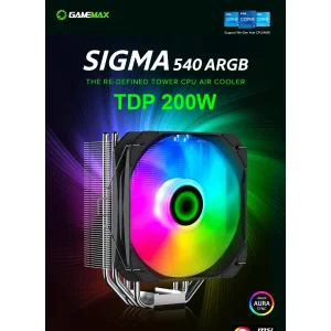 Процесорний кулер GAMEMAX Intel/AMD,TDP 200W,Intel LGA: 20XX/115X/1200/1700;AMD:AM2+/AM3/AM4/AM5 Sigma 540 ARGB UA
