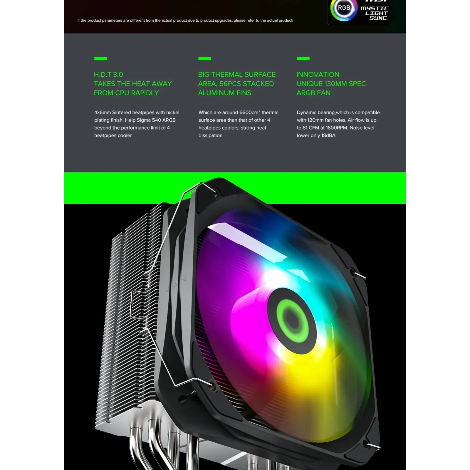 Процесорний кулер GAMEMAX Intel/AMD,TDP 200W,Intel LGA: 20XX/115X/1200/1700;AMD:AM2+/AM3/AM4/AM5 Sigma 540 ARGB UA