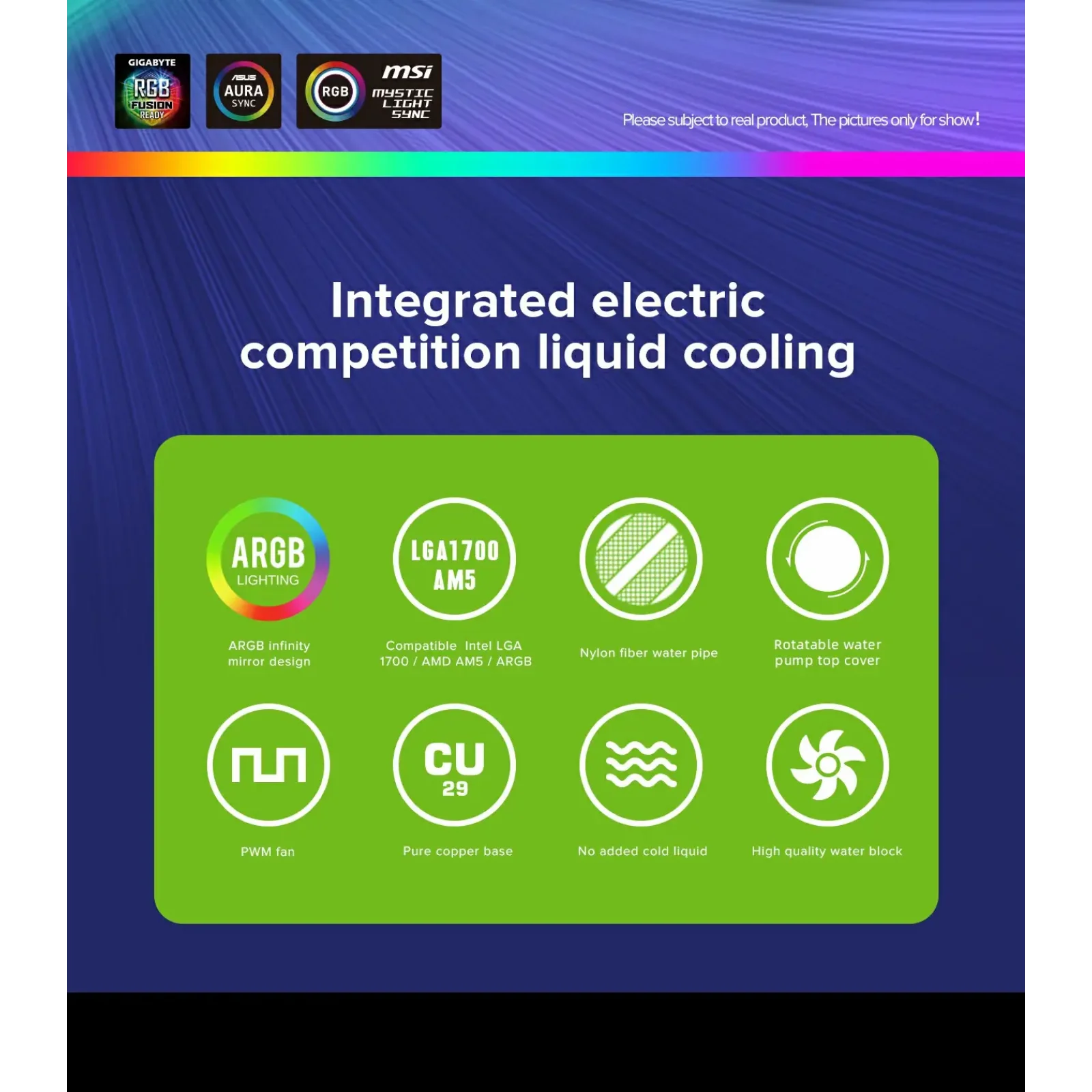 Процессорный кулер GAMEMAX 62.82 CFM, 1.89mmH20, 32dBA, 800 -2000RPM ,water pump: RPM 2300, NOICE 26.9dBA, Con Iceburg 120 Black infinity UA