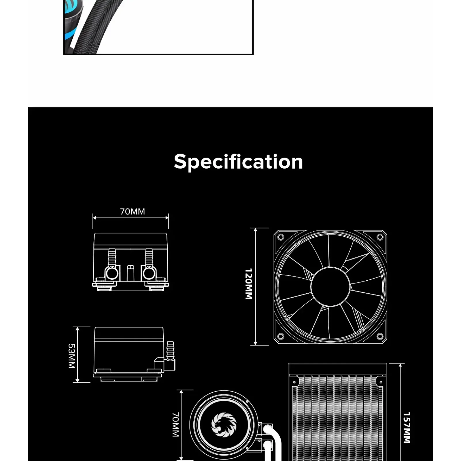 Процессорный кулер GAMEMAX 62.82 CFM, 1.89mmH20, 32dBA, 800 -2000RPM ,water pump: RPM 2300, NOICE 26.9dBA, Con Iceburg 120 Black infinity UA