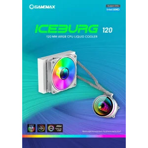 Процессорный кулер GAMEMAX 62.82 CFM, 1.89mmH20, 32dBA, 800 -2000RPM ,water pump: RPM 2300, NOICE 26.9dBA, Con Iceburg 120 White infinity UA