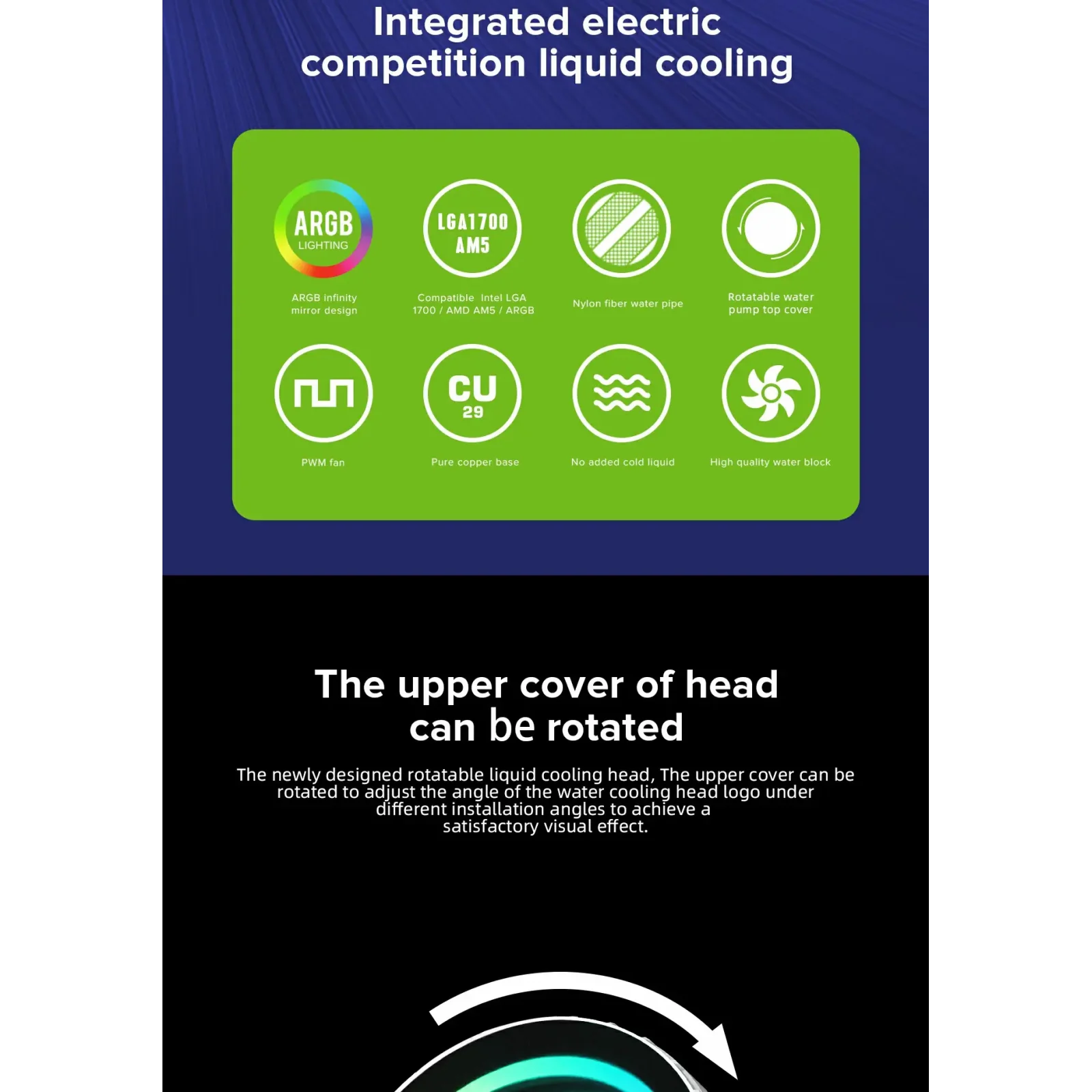 Процессорный кулер GAMEMAX 62.82 CFM, 1.89mmH20, 32dBA, 800 -2000RPM ,water pump: RPM 2300, NOICE 26.9dBA, Con Iceburg 120 White infinity UA