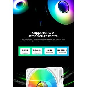 Процессорный кулер GAMEMAX 62.82 CFM, 1.89mmH20, 32dBA, 800 -2000RPM ,water pump: RPM 2300, NOICE 26.9dBA, Con Iceburg 120 White infinity UA