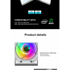 Процессорный кулер GAMEMAX 62.82 CFM, 1.89mmH20, 32dBA, 800 -2000RPM ,water pump: RPM 2300, NOICE 26.9dBA, Con Iceburg 120 White infinity UA
