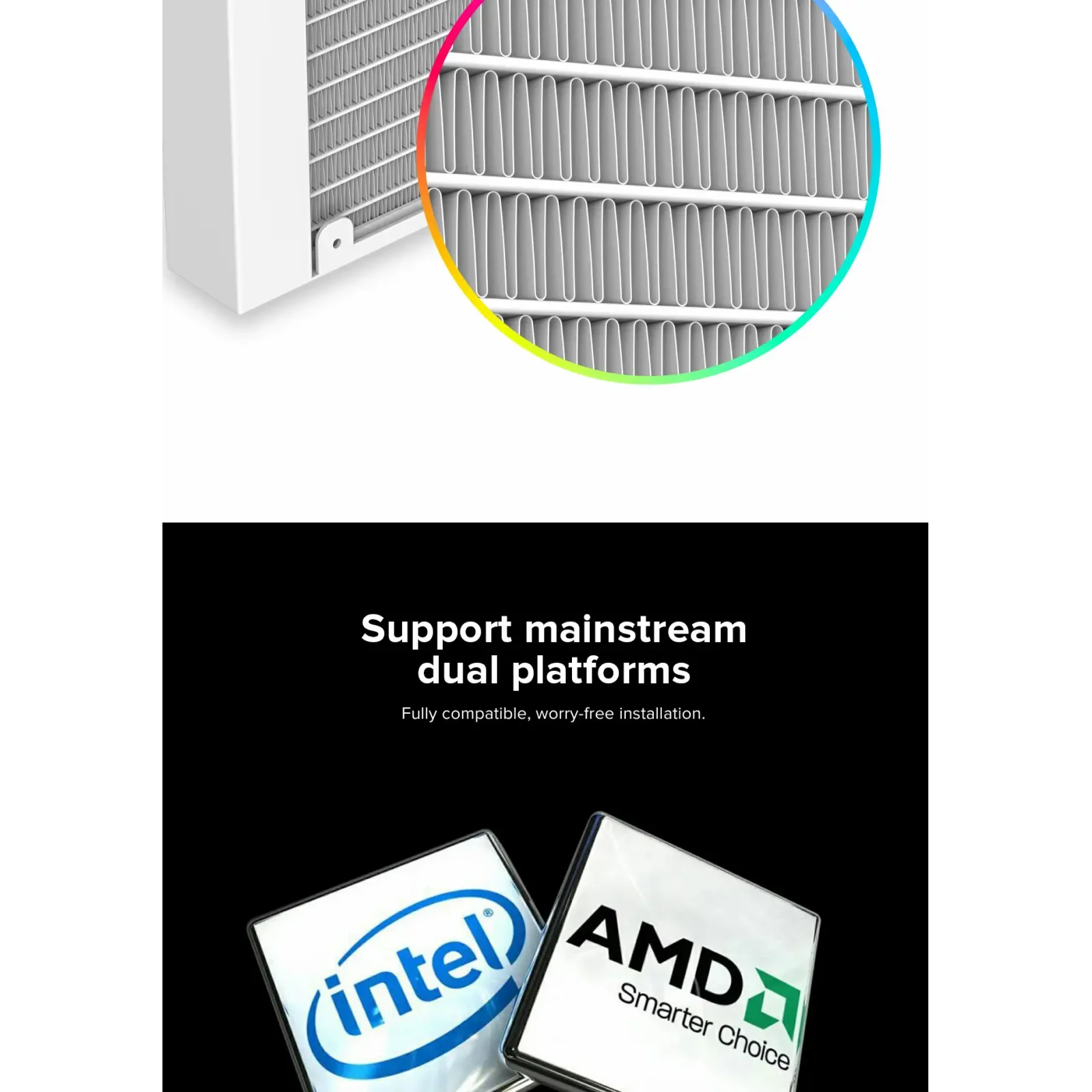 Процессорный кулер GAMEMAX 62.82 CFM, 1.89mmH20, 32dBA, 800 -2000RPM ,water pump: RPM 2300, NOICE 26.9dBA, Con Iceburg 120 White infinity UA