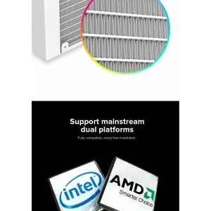 Процессорный кулер GAMEMAX 62.82 CFM, 1.89mmH20, 32dBA, 800 -2000RPM ,water pump: RPM 2300, NOICE 26.9dBA, Con Iceburg 120 White infinity UA