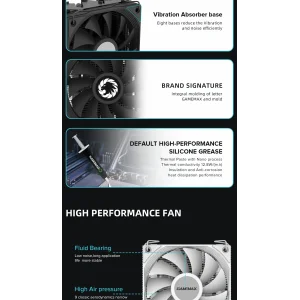Процесорний кулер GAMEMAX Intel/AMD TDP 150W ,fan speed 10 00~3000RPM (PWM)±10%, air flow 48 CFM (MAX)Intel: Ice Surface White UA