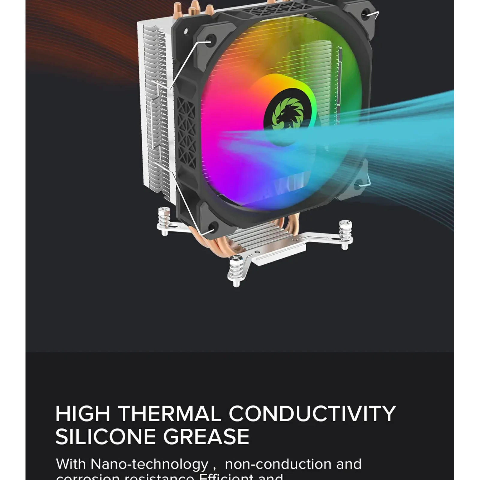 Процесорний кулер GAMEMAX Intel/AMD TDP 190W ,fan speed 80 0~1600RPM (PWM)±10%, air flow 68 CFM (MAX)Intel: L Ice Blade Frgb UA