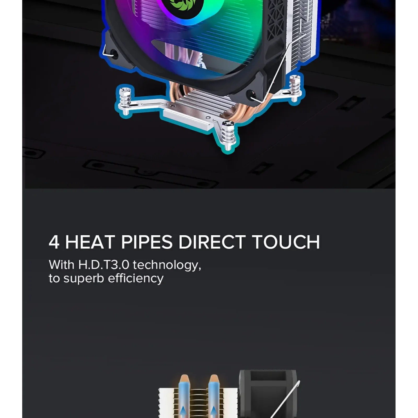 Процесорний кулер GAMEMAX Intel/AMD TDP 190W ,fan speed 80 0~1600RPM (PWM)±10%, air flow 68 CFM (MAX)Intel: L Ice Blade Frgb UA