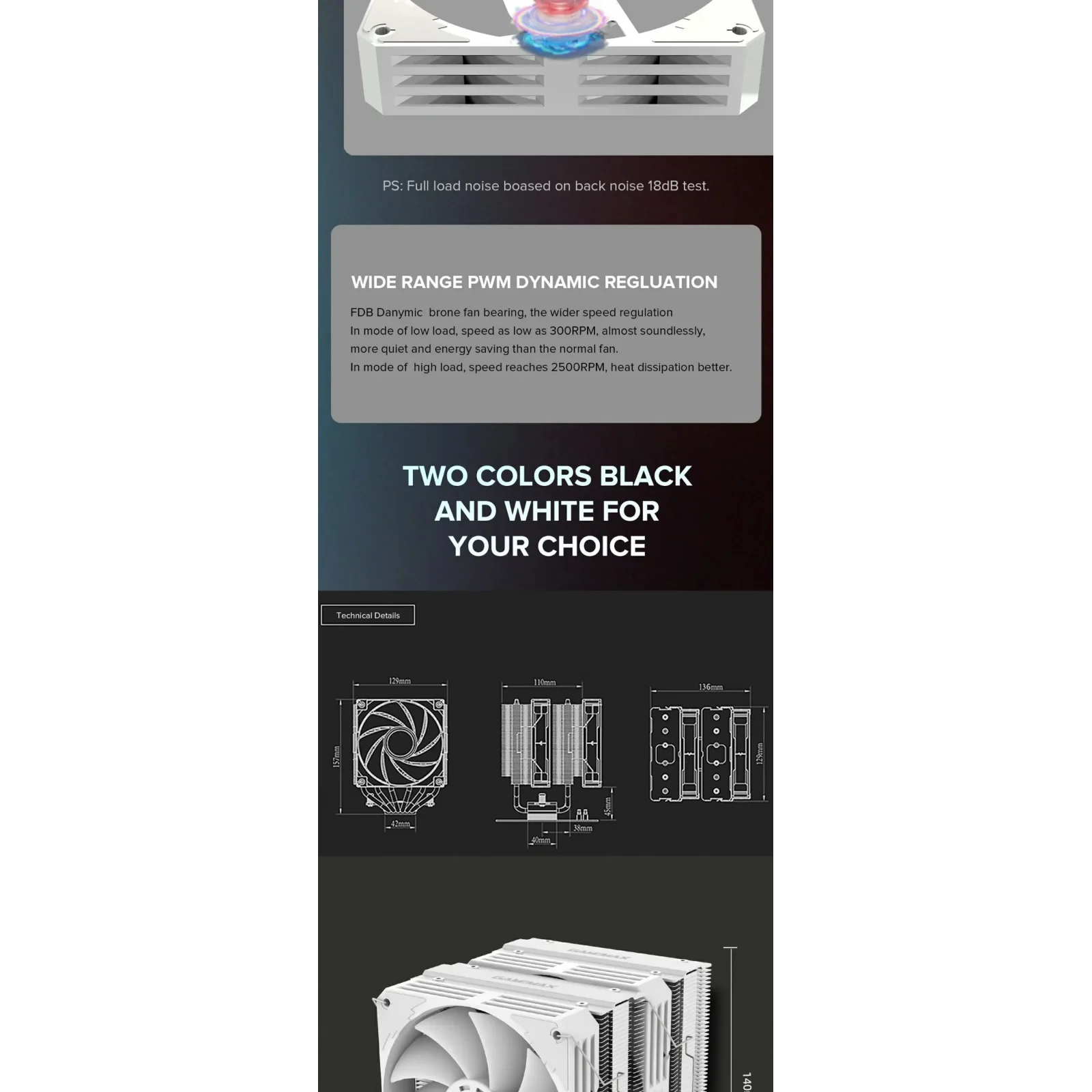 Процесорний кулер GAMEMAX Intel LGA1700/115X/1200 AMD  A M5/AM4 Twin 600 White UA