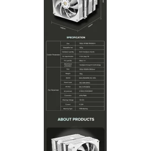 Процесорний кулер GAMEMAX Intel LGA1700/115X/1200 AMD  A M5/AM4 Twin 600 White UA