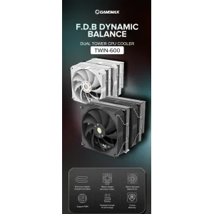 Процесорний кулер GAMEMAX Intel LGA1700/115X/1200 AMD  A M5/AM4 Twin 600 White UA