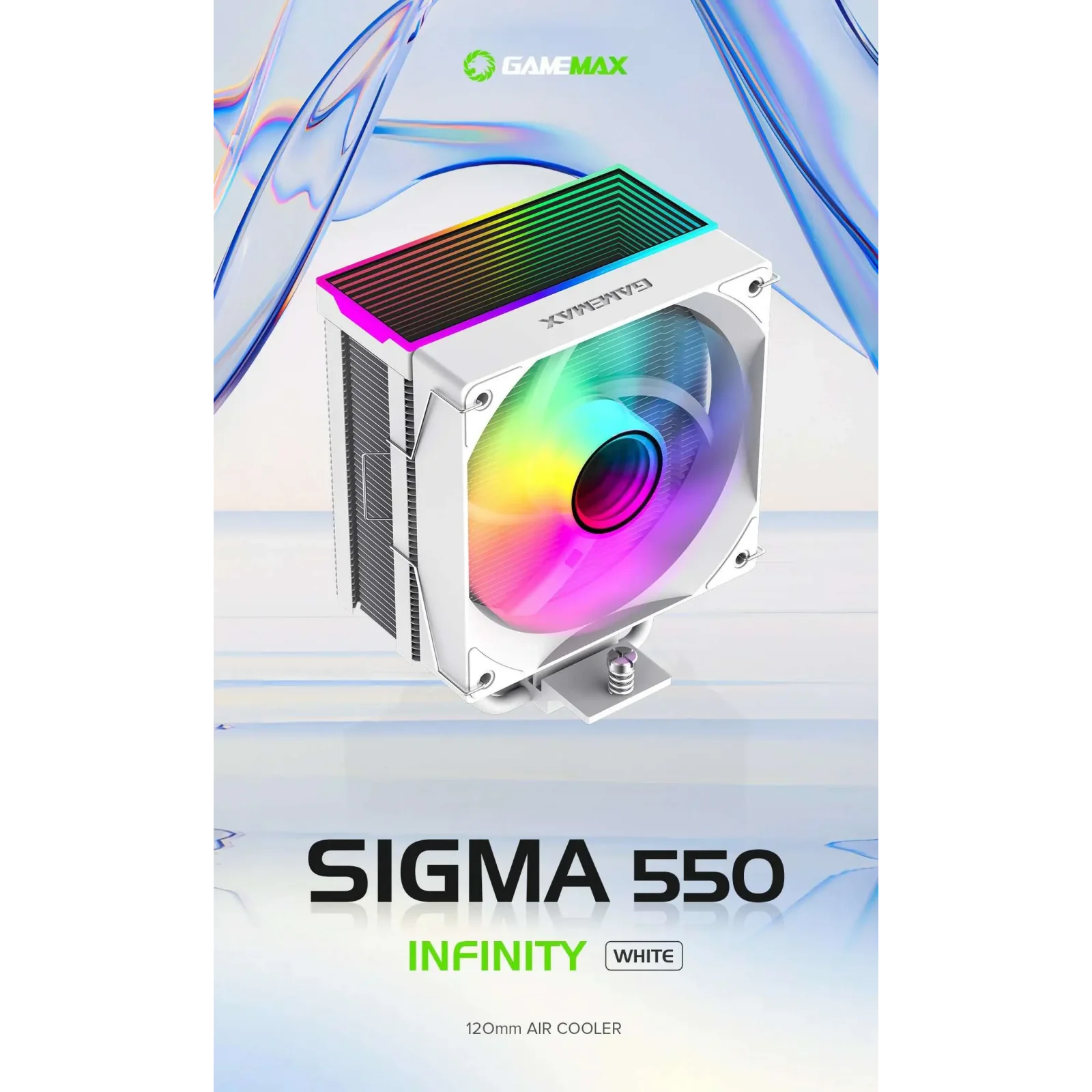 Процесорний кулер GAMEMAX Intel/AMD,TDP 220W,Intel LGA: 1366/115X/1700/1851;AMD:AM4/AM5 Sigma 550 Infinity WH UA