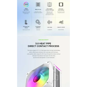 Процесорний кулер GAMEMAX Intel/AMD,TDP 220W,Intel LGA: 1366/115X/1700/1851;AMD:AM4/AM5 Sigma 550 Infinity WH UA