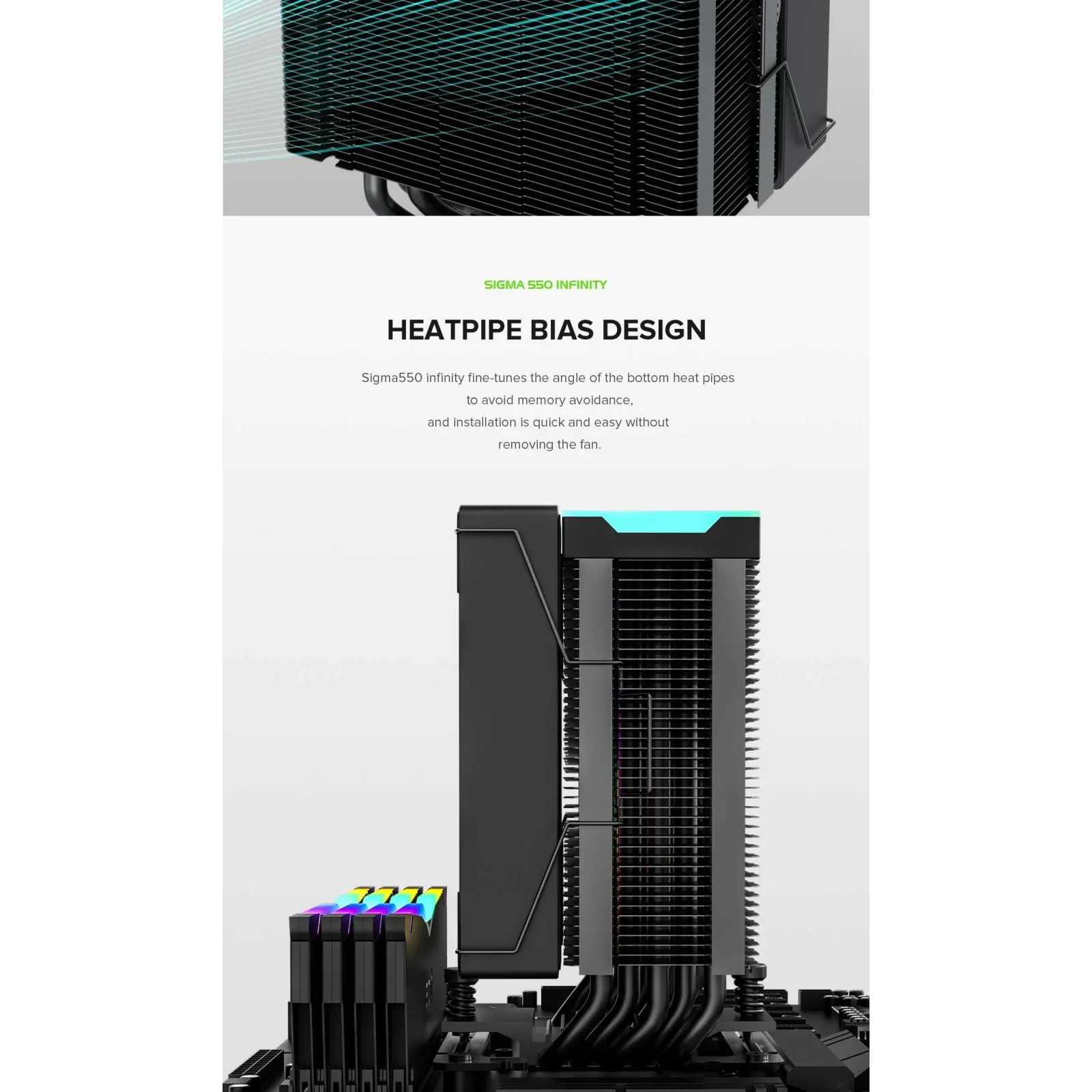Процессорный кулер GAMEMAX Intel/AMD,TDP 220W,Intel LGA: 1366/115X/1700/1851;AMD:AM4/AM5 Sigma 550 Infinity BK UA