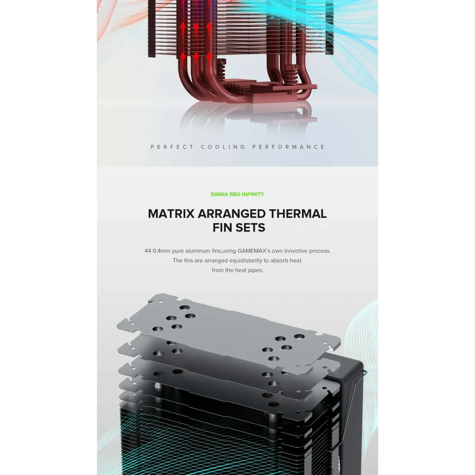Процессорный кулер GAMEMAX Intel/AMD,TDP 220W,Intel LGA: 1366/115X/1700/1851;AMD:AM4/AM5 Sigma 550 Infinity BK UA