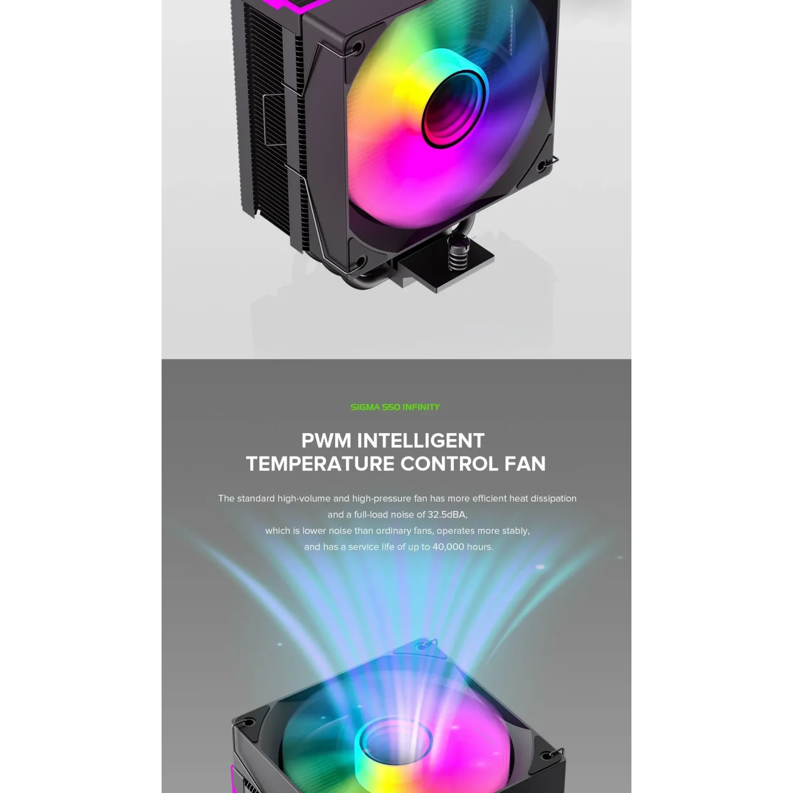 Процессорный кулер GAMEMAX Intel/AMD,TDP 220W,Intel LGA: 1366/115X/1700/1851;AMD:AM4/AM5 Sigma 550 Infinity BK UA
